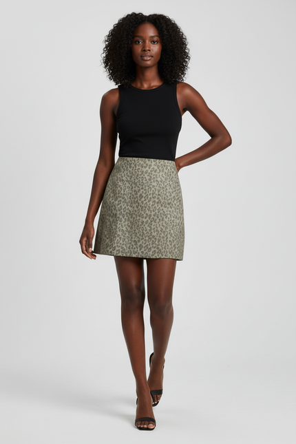 Jupe Léopard Kaki Mini Chic