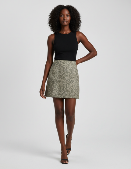 Jupe Léopard Kaki Mini Chic