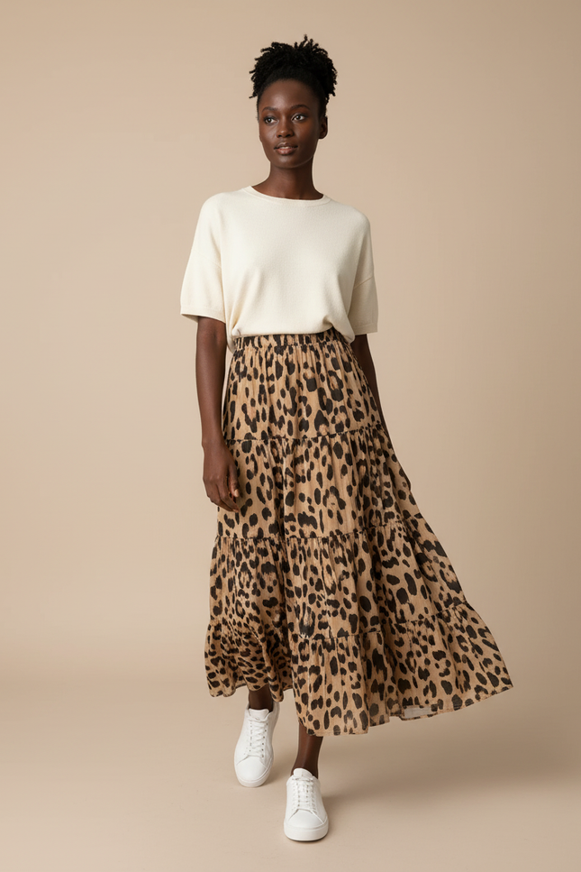 Jupe Leopard Gaze De Coton