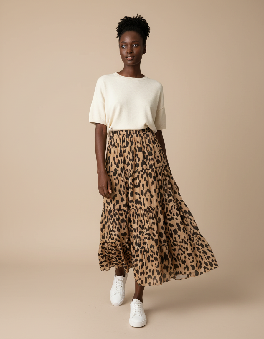 Jupe Leopard Gaze De Coton
