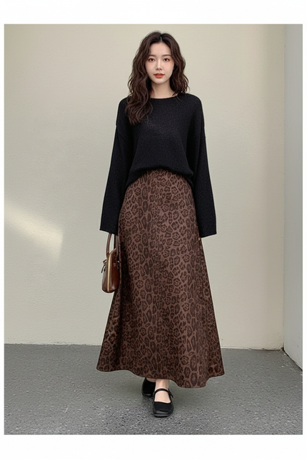 Jupe Longue Leopard Hiver