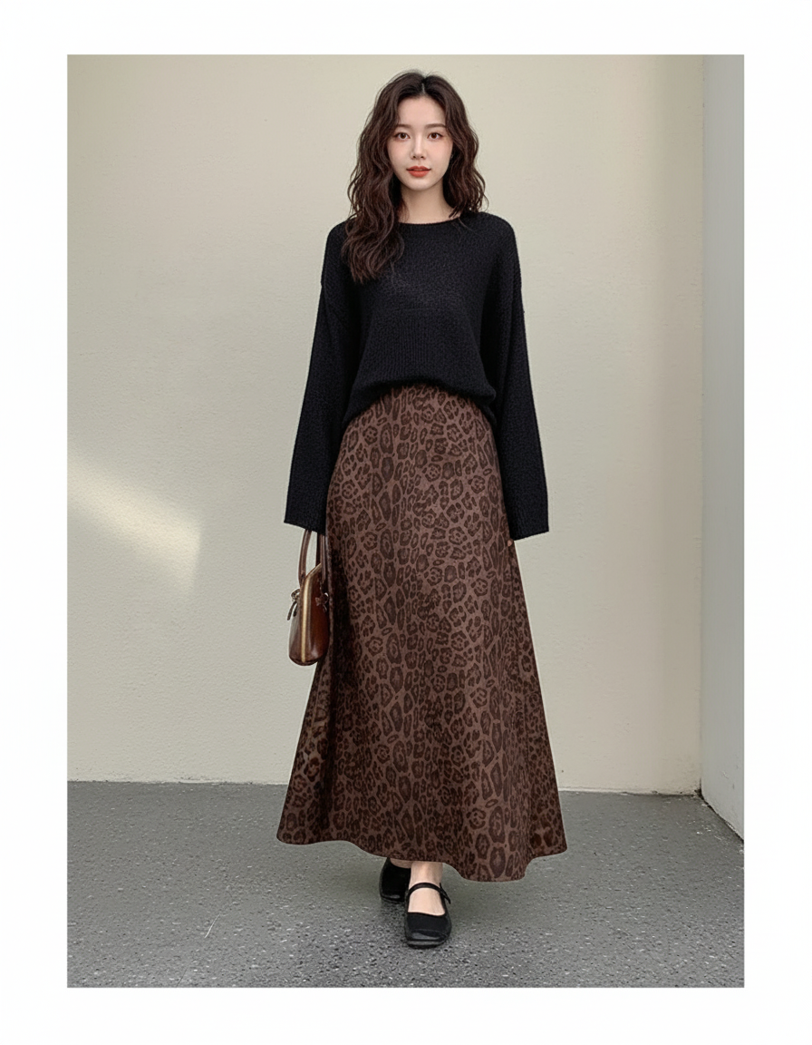 Jupe Longue Leopard Hiver