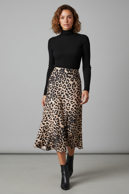 Jupe Léopard Satin Fluide Chic