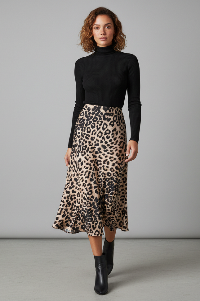 Jupe Léopard Satin Fluide Chic
