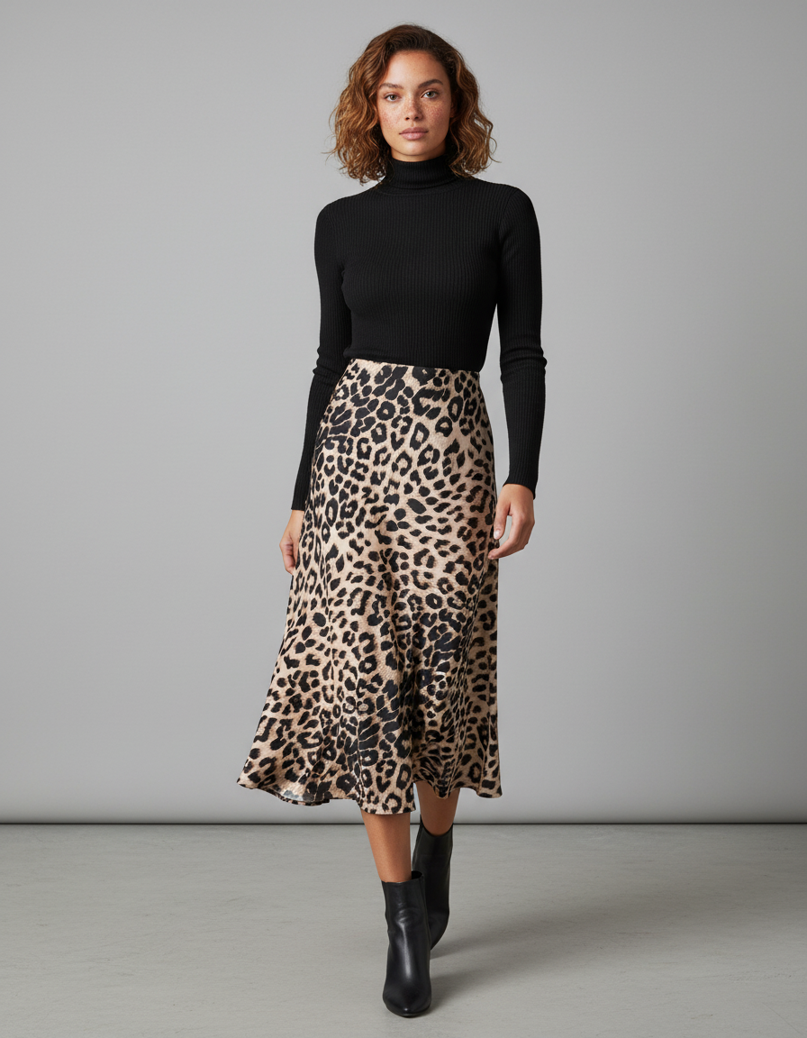 Jupe Léopard Satin Fluide Chic