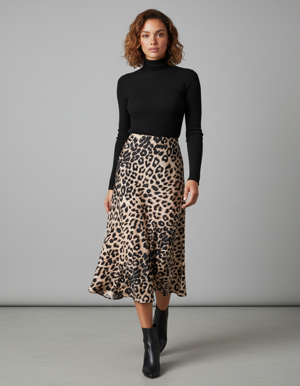 Jupe Léopard Satin Fluide Chic