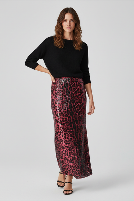Jupe Léopard Pailletée Rose Chic
