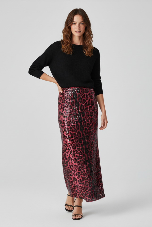 Jupe Léopard Pailletée Rose Chic