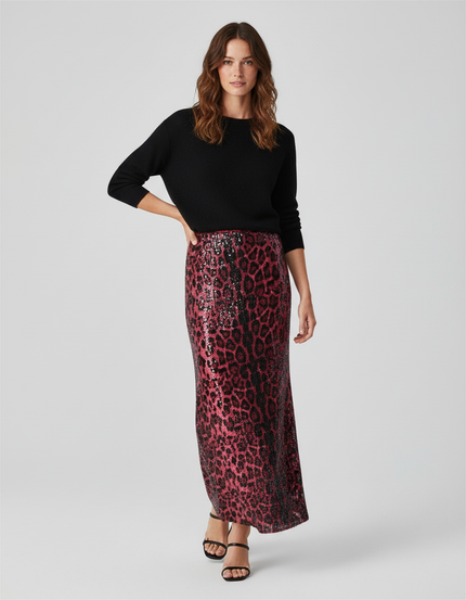 Jupe Léopard Pailletée Rose Chic