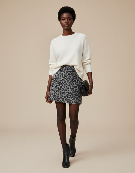 Jupe Léopard Mini Laine Chic
