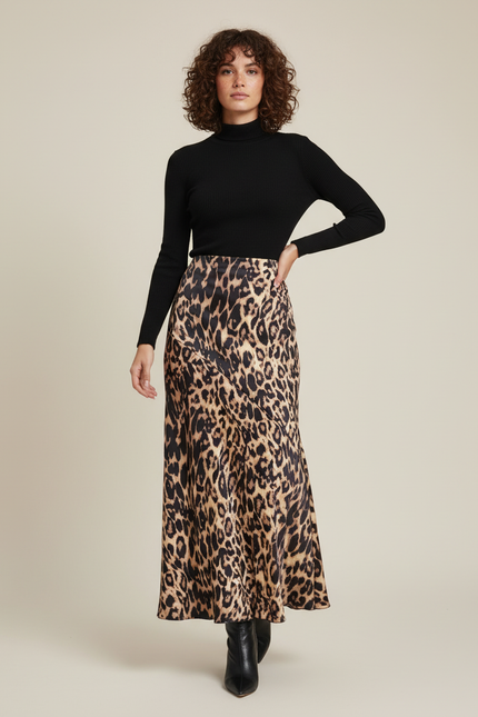 Jupe Léopard Longue Fluide Élégante