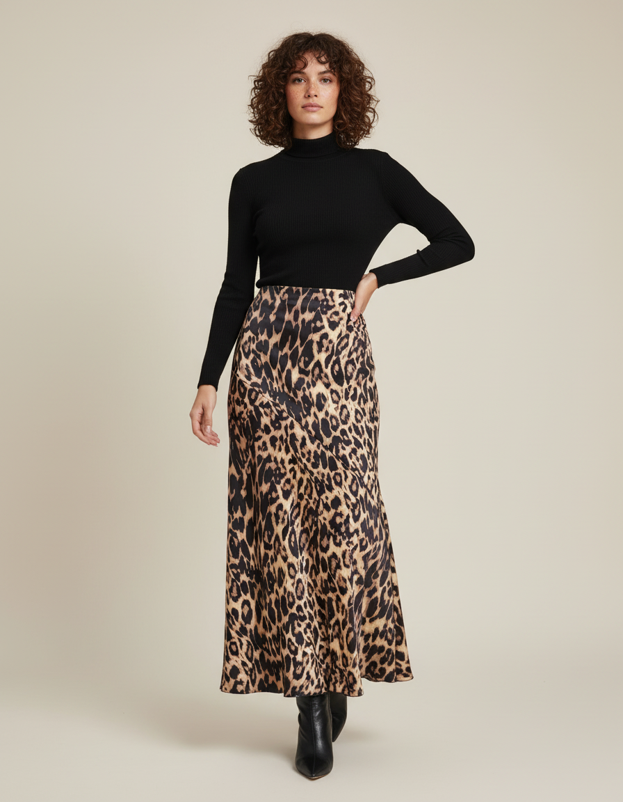 Jupe Léopard Longue Fluide Élégante