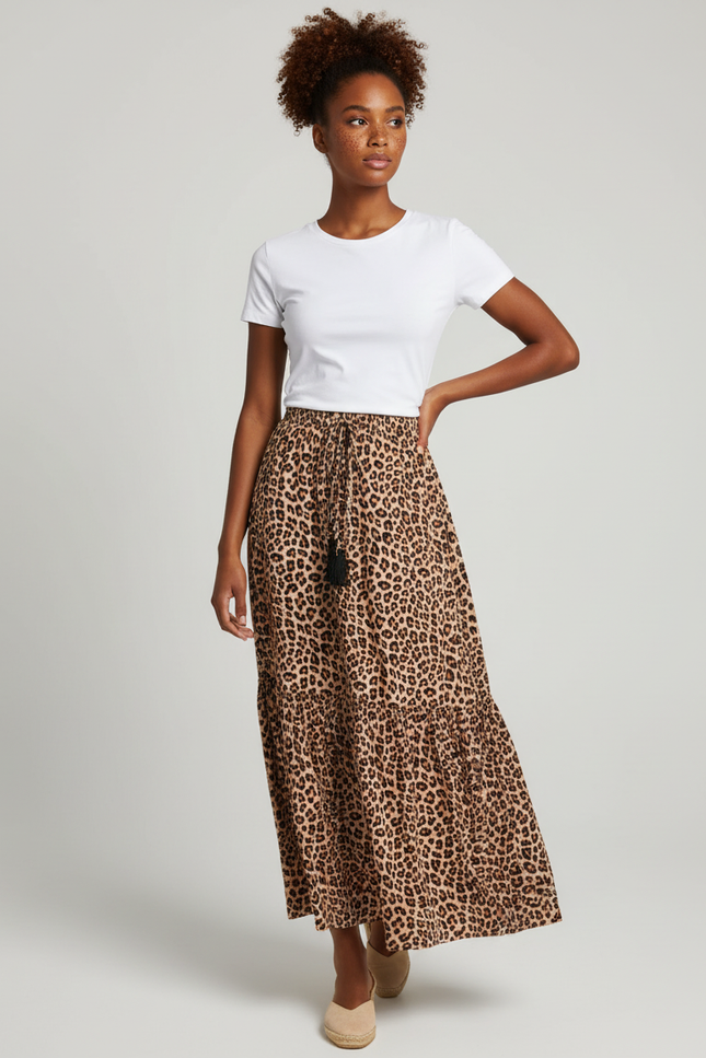 Jupe Léopard Fluide Maxi Bohème