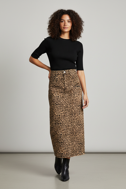 Jupe Denim Leopard