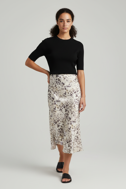 Jupe Léopard Satinée Fluide Élégante Brillante