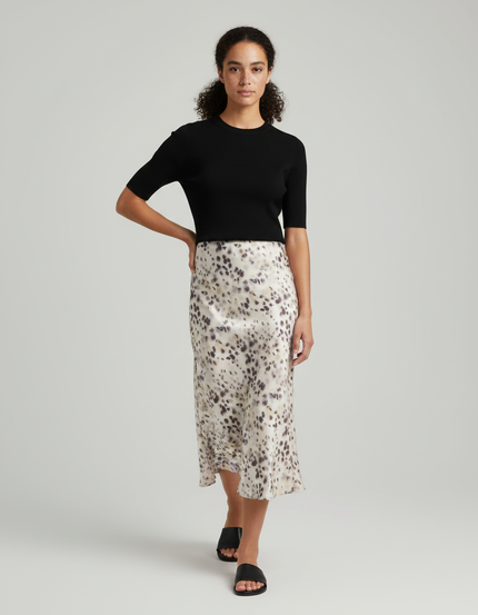 Jupe Léopard Satinée Fluide Élégante Brillante