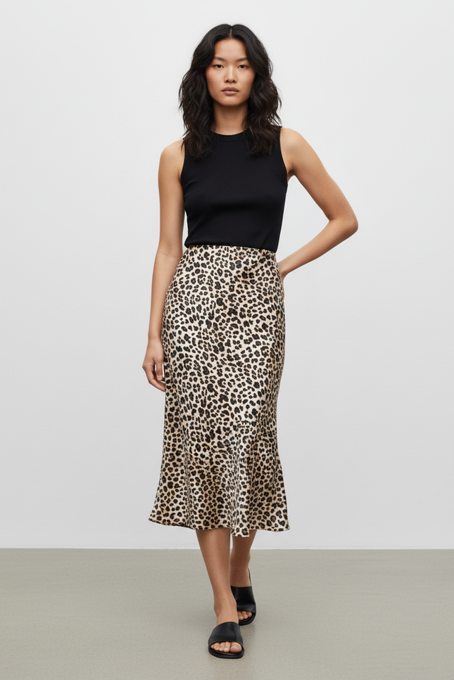 Jupe Léopard Satin Fluide Chic Raffinée
