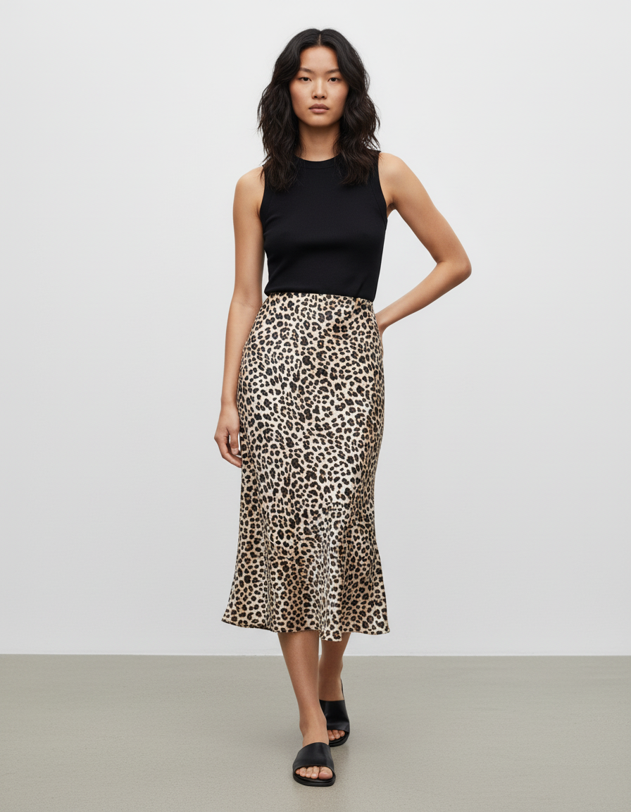 Jupe Léopard Satin Fluide Chic Raffinée