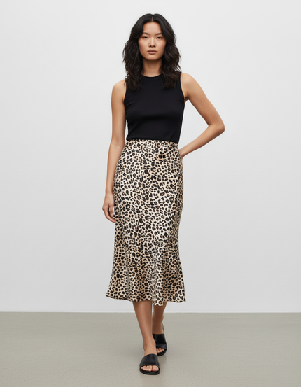 Jupe Léopard Satin Fluide Chic Raffinée