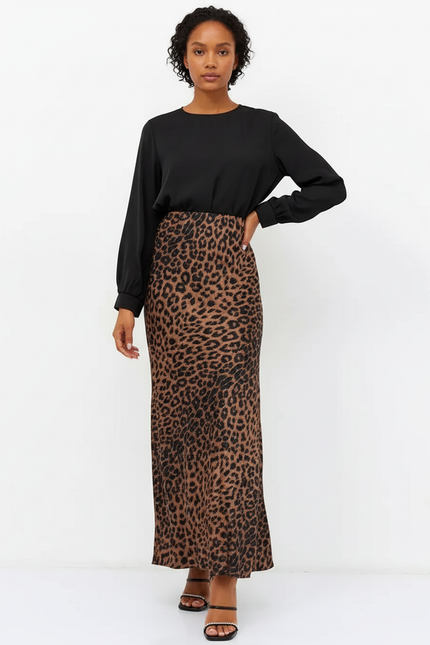 Jupe Léopard Longue Fluide Élégante Majestueuse
