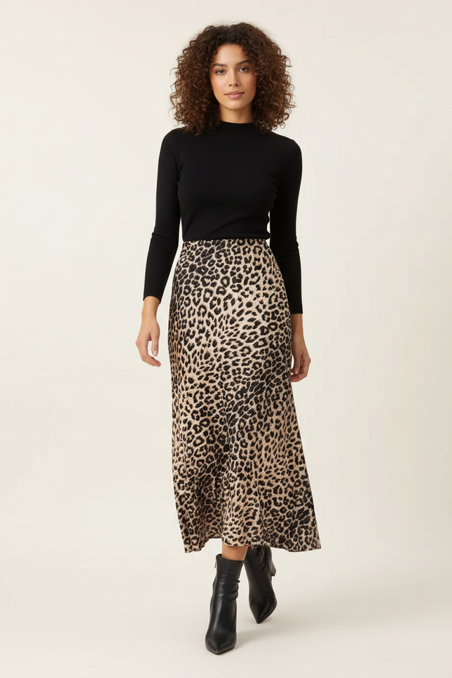 Jupe Léopard Soyeuse Fluide Élégante