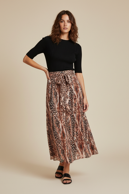 Jupe Longue Portefeuille Leopard