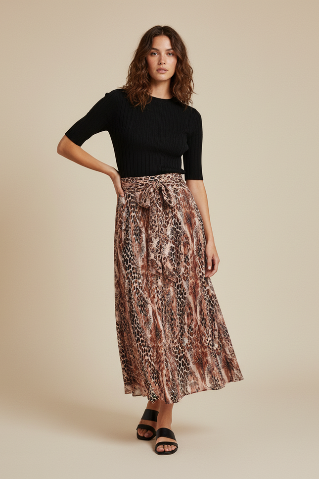 Jupe Longue Portefeuille Leopard