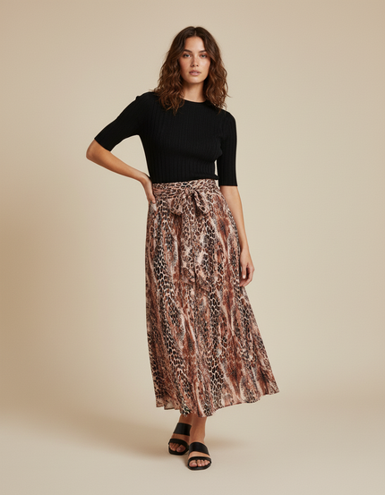 Jupe Longue Portefeuille Leopard