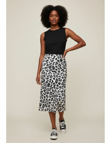 Jupe Léopard Noir Blanc Fluide
