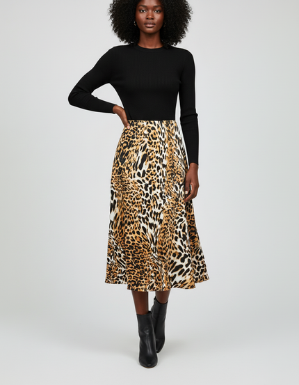 Jupe Léopard Fluide Midi Chic