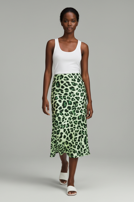 Jupe Léopard Verte Fluide