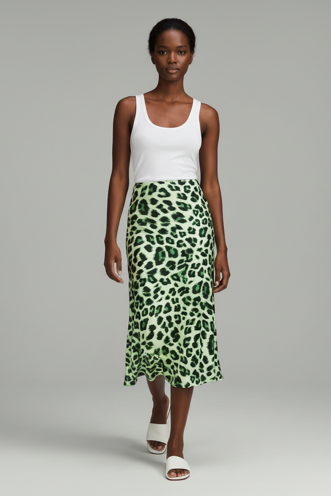 Jupe Léopard Verte Fluide
