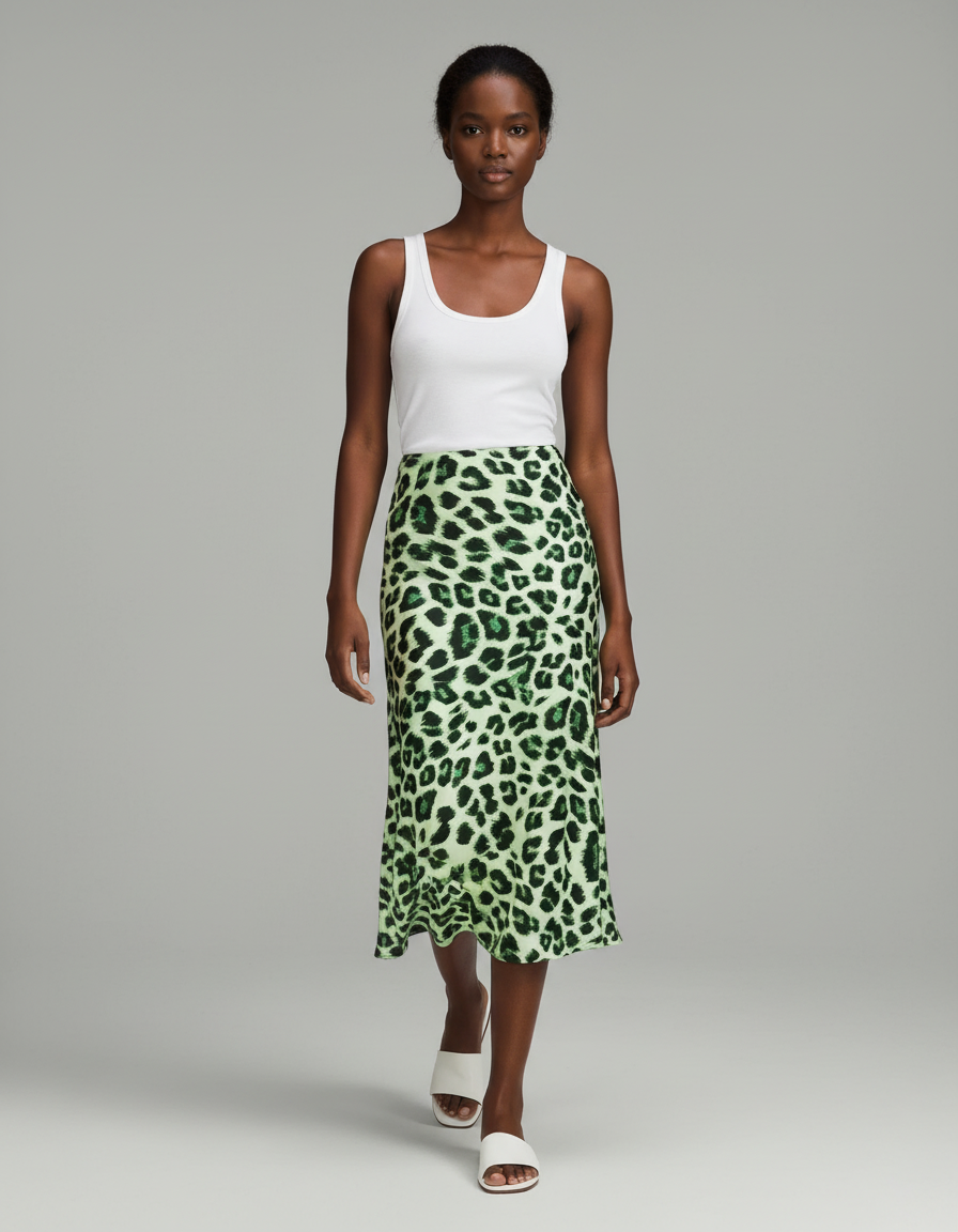 Jupe Léopard Verte Fluide