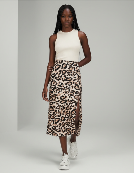 Jupe Léopard Midi Fendue Fluide