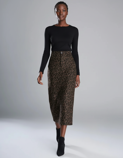 Jupe Léopard Midi Taille Haute Élégante