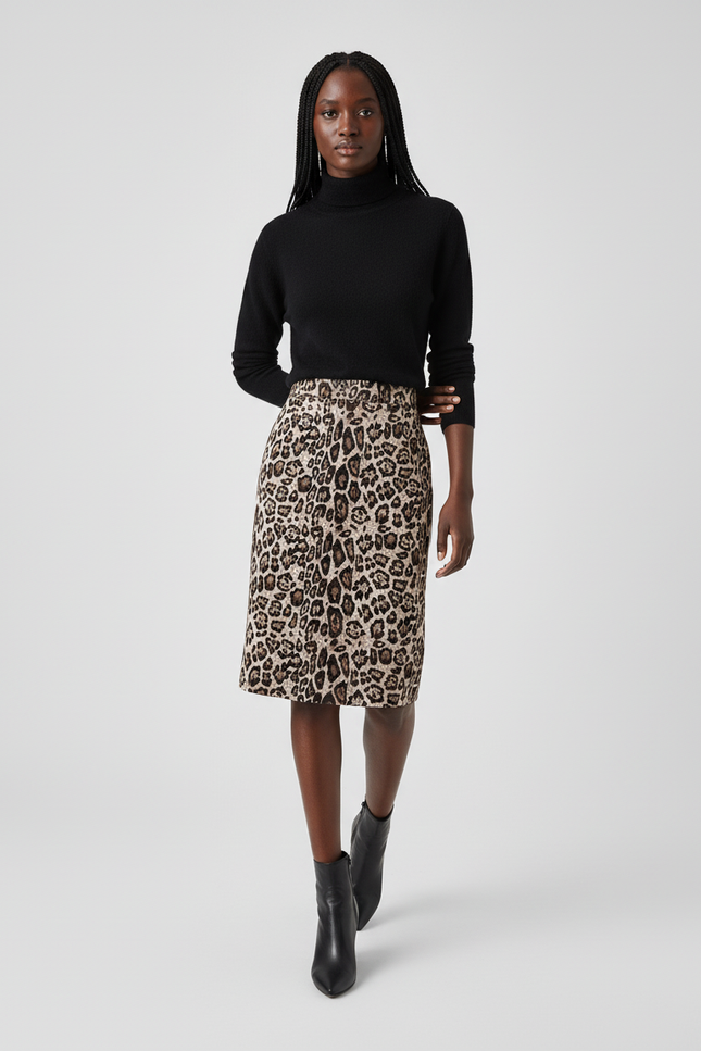 Jupe Léopard Suede Crayon Chic