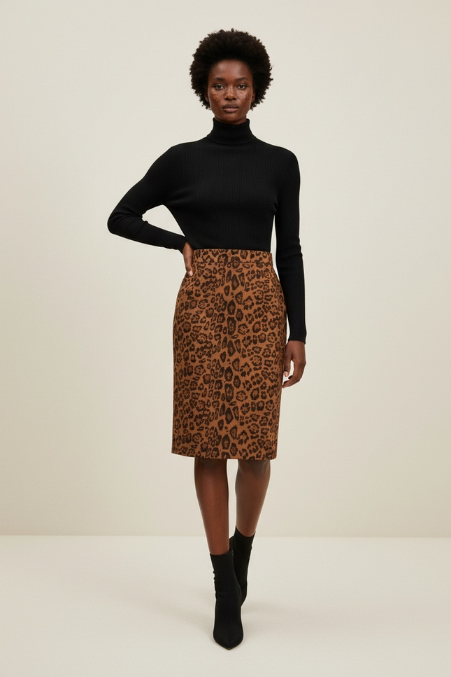 Jupe Léopard Suède Crayon Chic