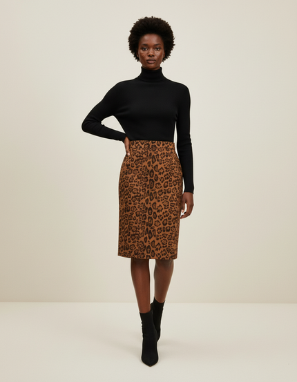 Jupe Léopard Suède Crayon Chic