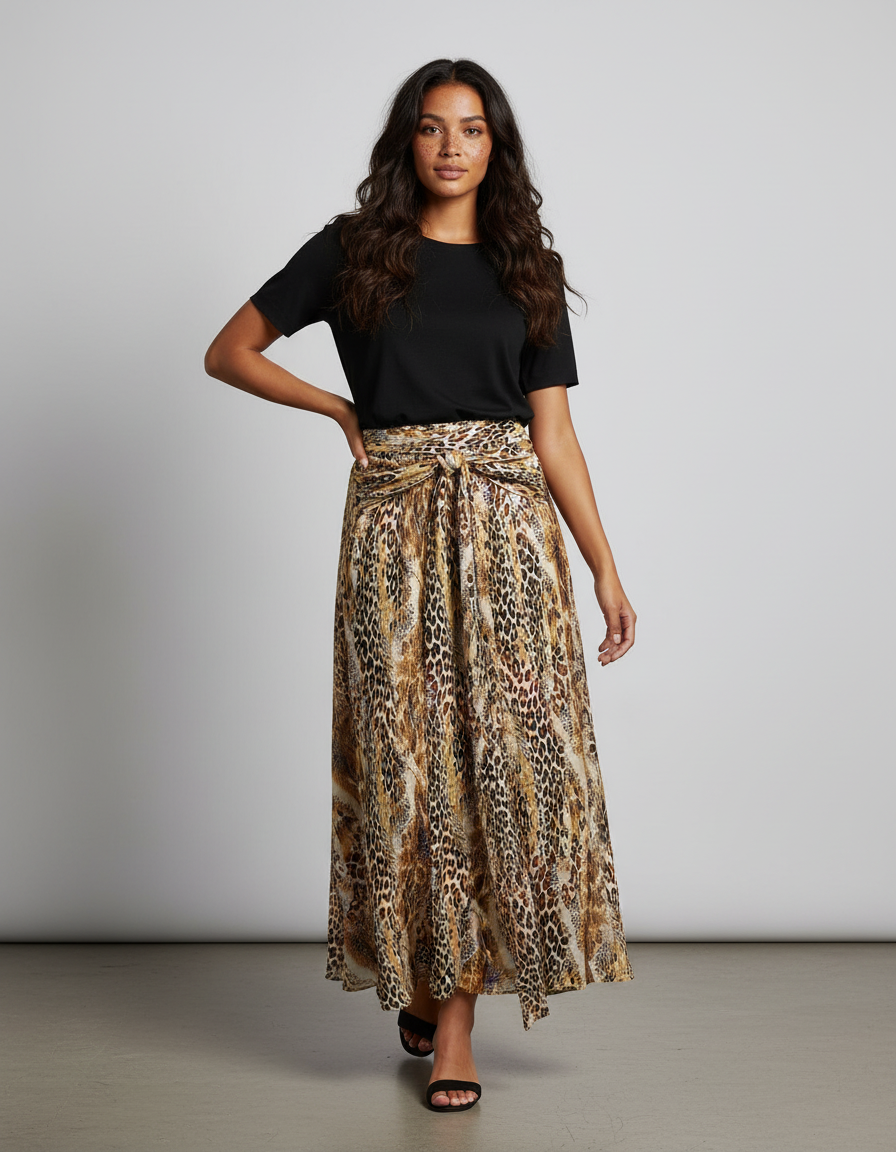 Jupe Léopard Longue Fendue Bohème