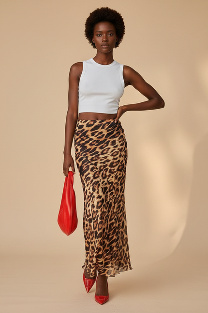 Jupe Droite Leopard
