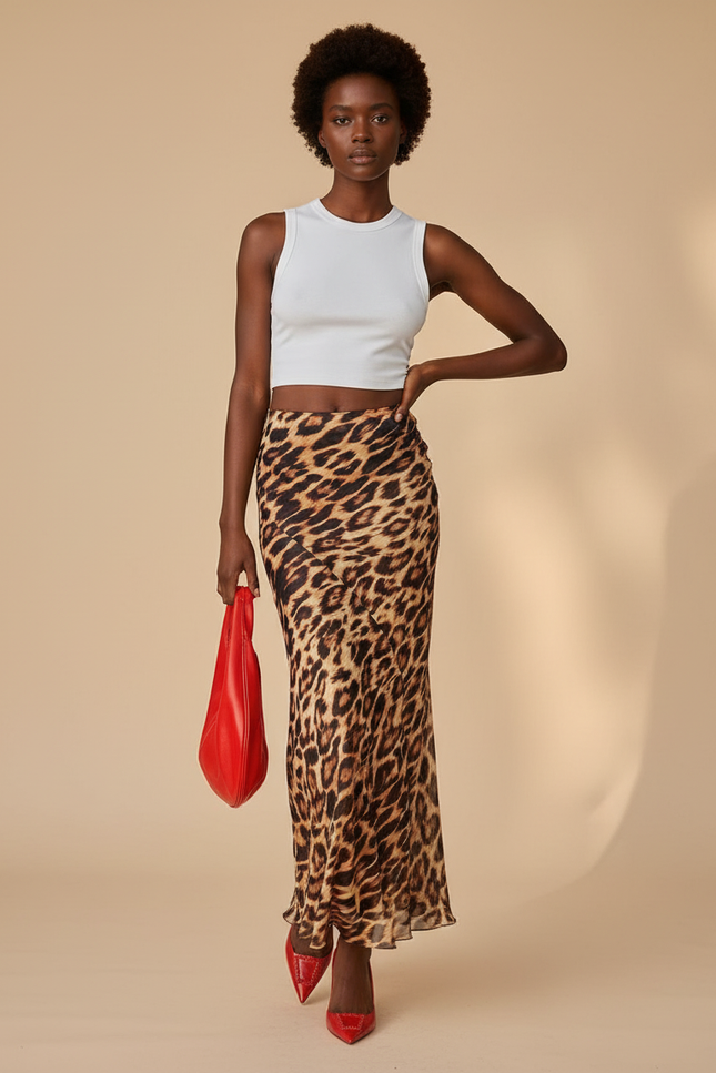 Jupe Droite Leopard