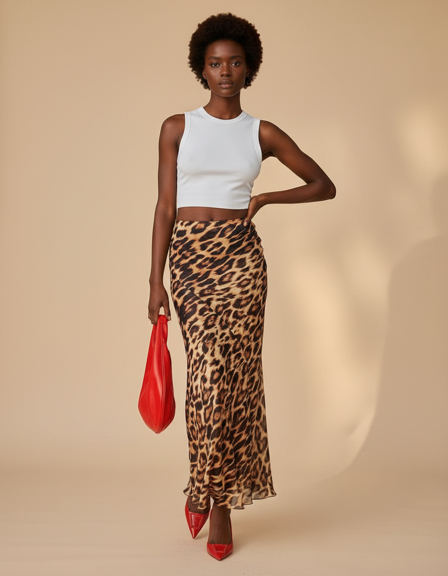 Jupe Droite Leopard