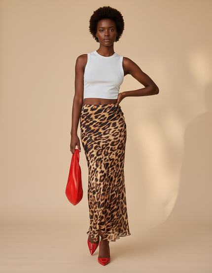 Jupe Droite Leopard