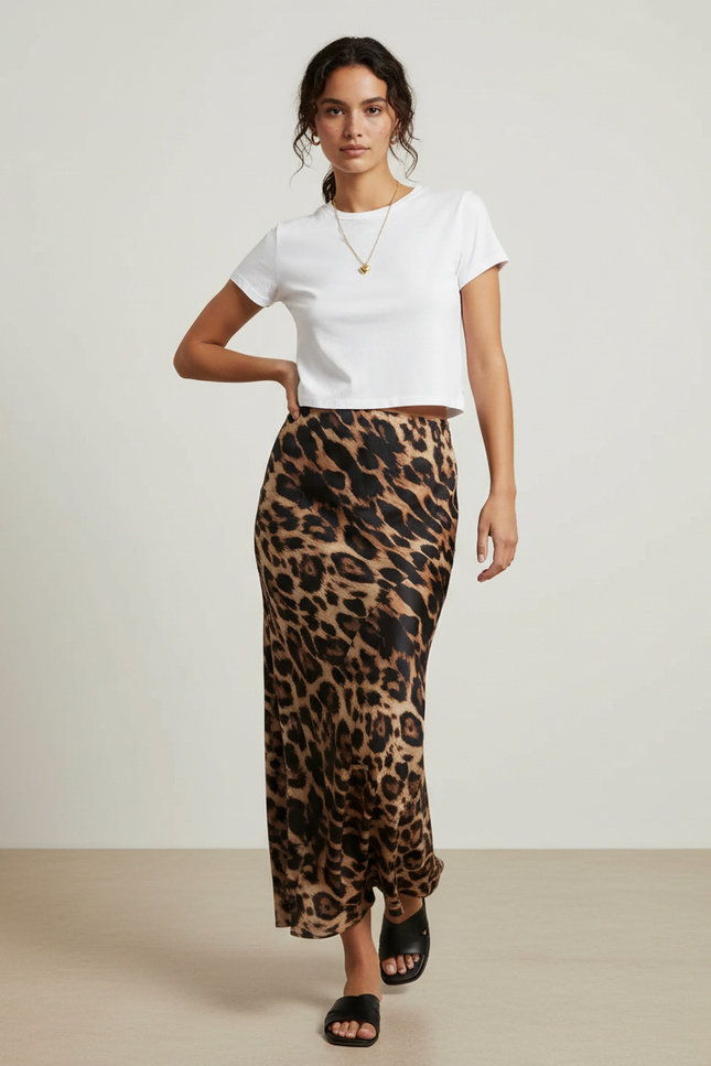 Jupe Léopard Longue Fluide Chic Élégante