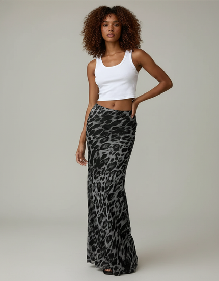 Jupe Léopard Longue Slim Fluide