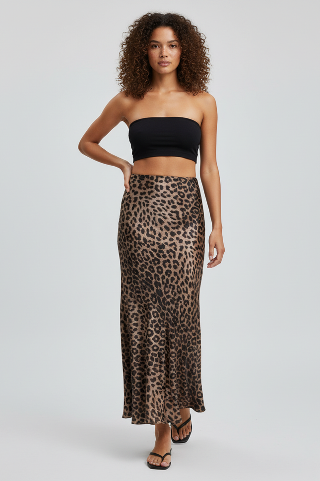 Jupe Léopard Fluide Taille Haute Chic