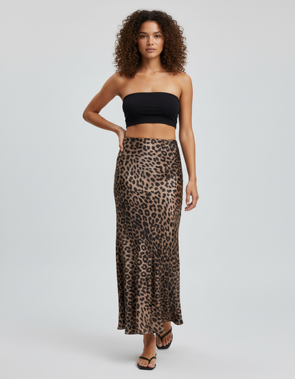 Jupe Léopard Fluide Taille Haute Chic