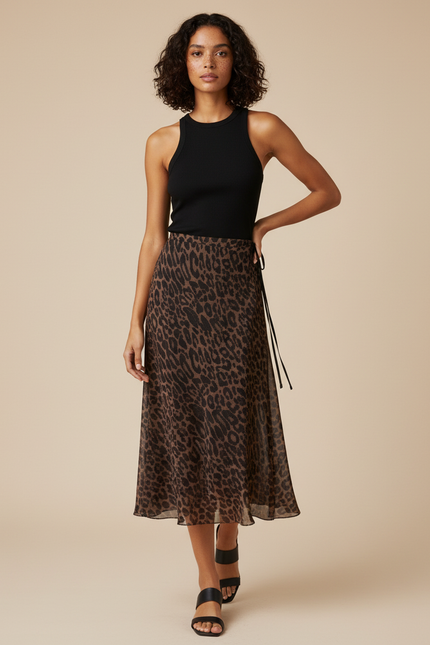 Jupe Léopard Fluide Portefeuille Chic