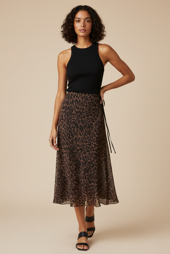 Jupe Léopard Fluide Portefeuille Chic