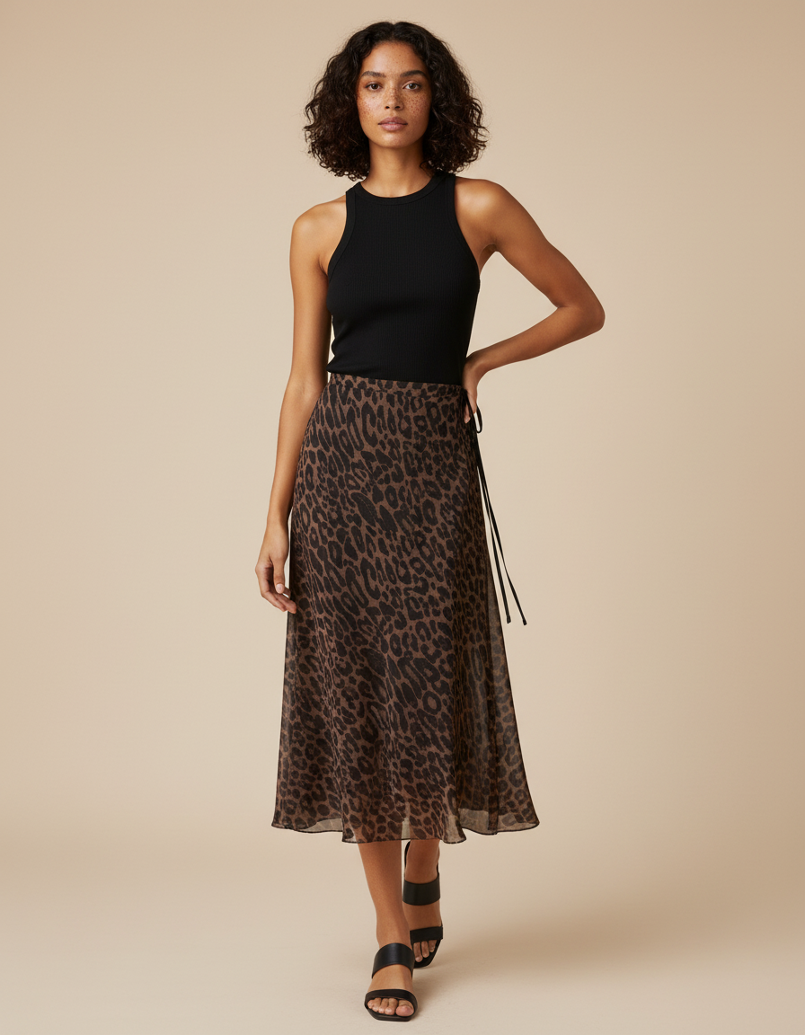 Jupe Léopard Fluide Portefeuille Chic